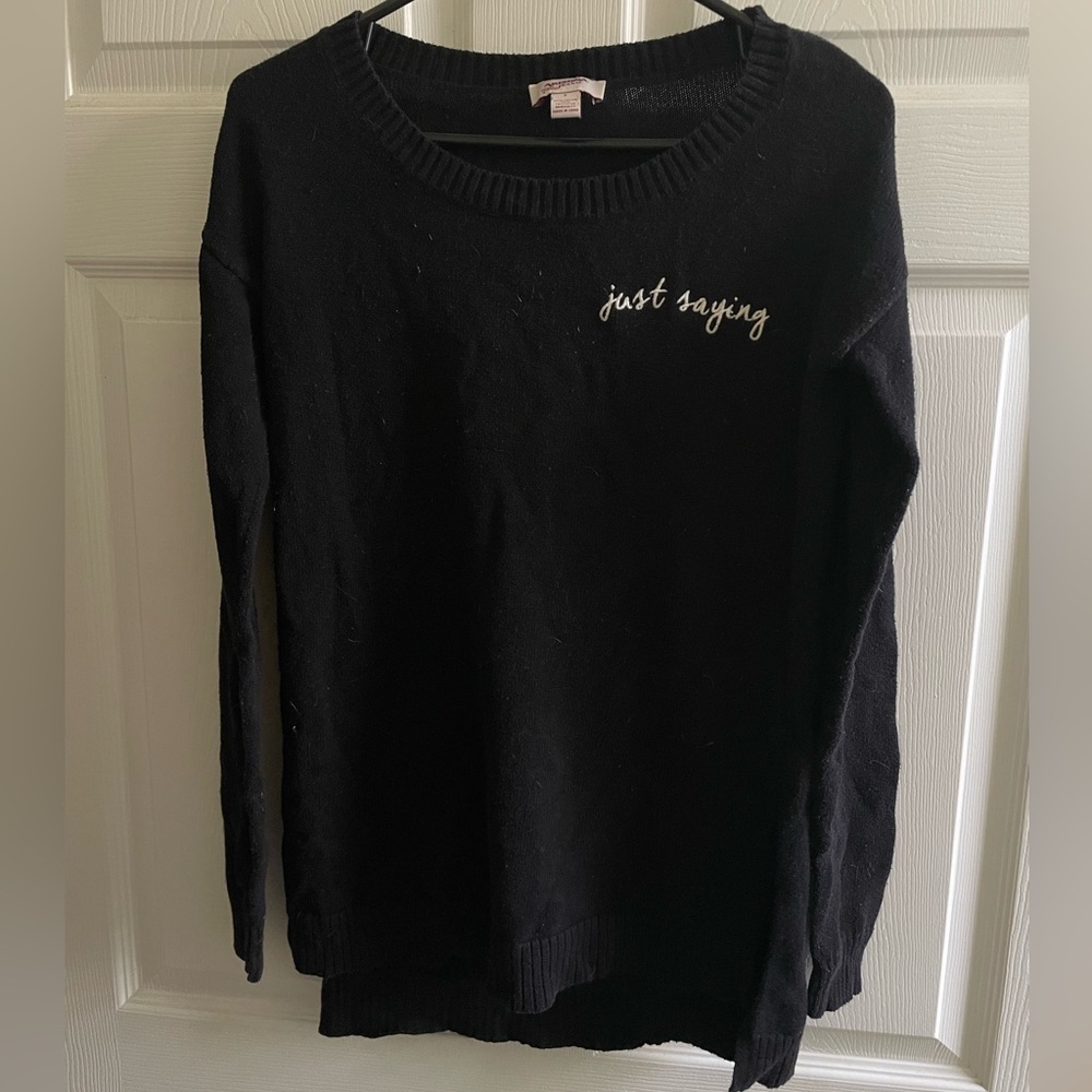 Arizona Jean Co “Just Saying” Black Sweater